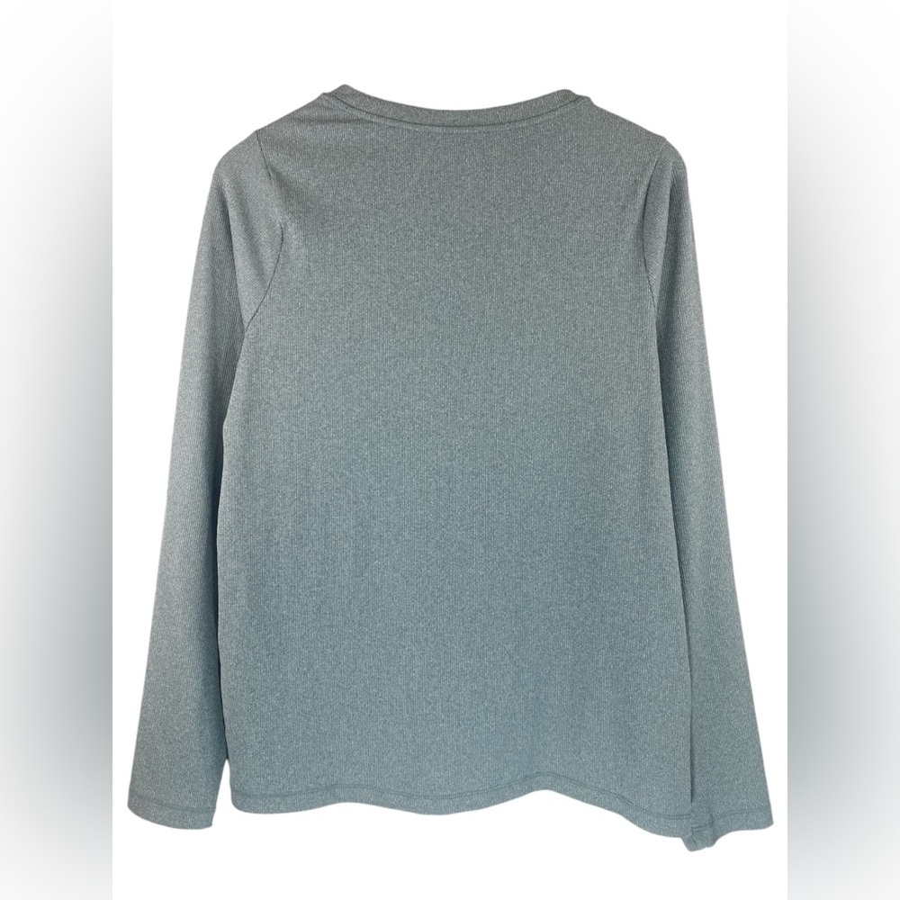 Athleta Uptempo Ribbed Henley Long Sleeve Top in Heathered Green Size XL - Picture 3 of 10